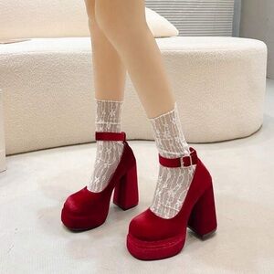 Red Platform Mary Jane Heels